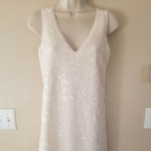 Bcbgeneration White Sequin Sleeveless Mini Dress 4